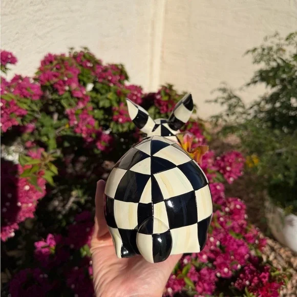 Mackenzie Childs Courtly Check Resting Bunny - Picture 7 of 9